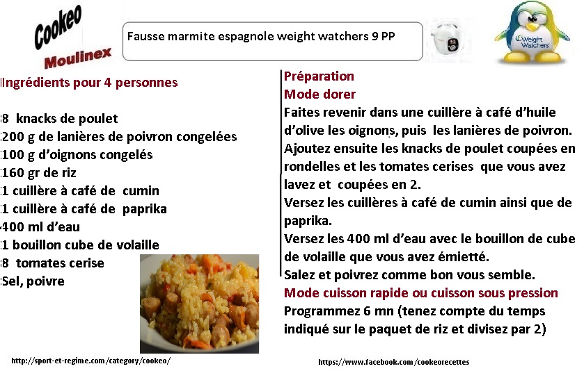 fausse marmite espagnole weight watchers RECETTES COOKEO