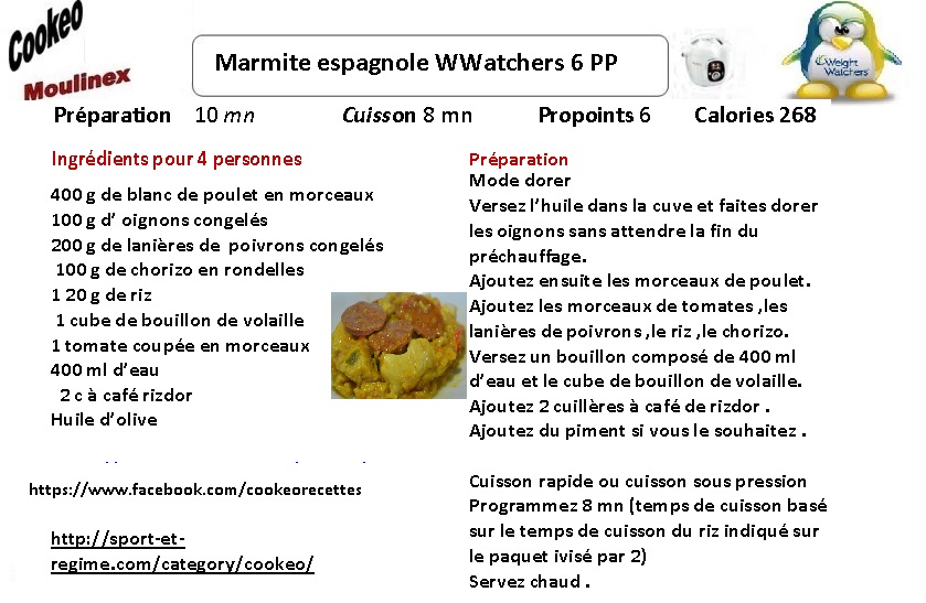 marmite espagnole weight watchers au cookeo