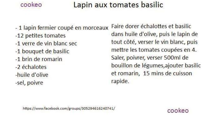 lapin tomates basilic 19 recettes cookeo lapin