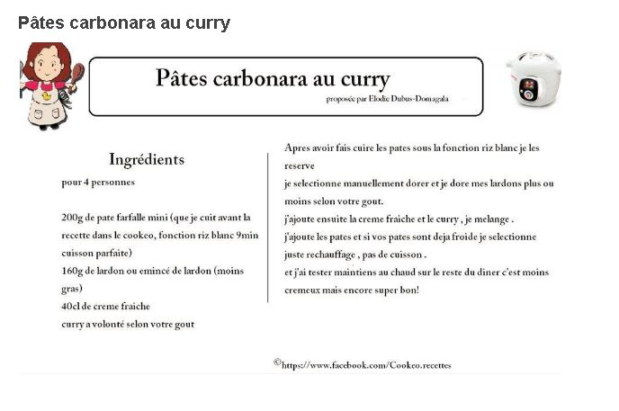 pates carbonara curry cookeo