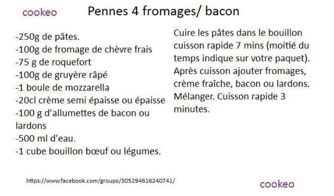 pennes 4 fromages