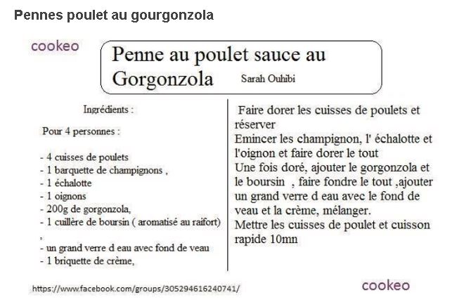 pennes gourgonzola cookeo