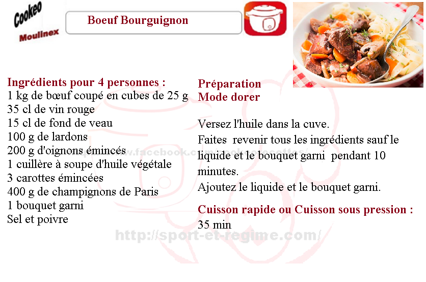 Boeuf Bourguignon cookeo