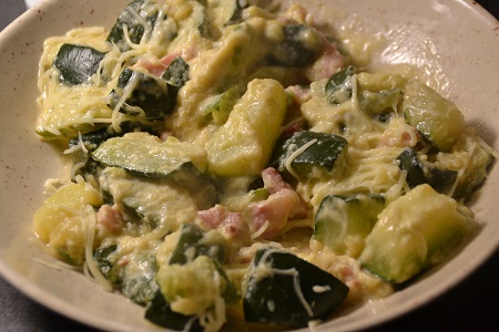 Courgettes carbonara cookeo