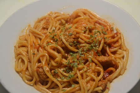 Spaghettis steaks hachés tomates cookeo