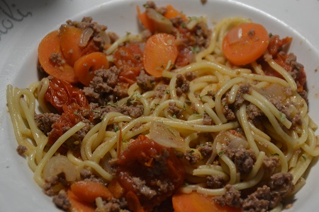 Spaghettis carottes viande hachée cookeo