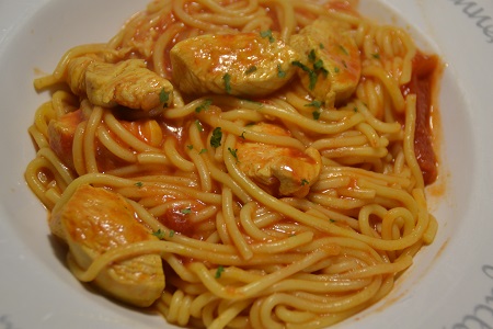 Spaghettis poulet tomates recette cookeo