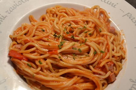 Spaghettis dés  jambon poivron  recette cookeo