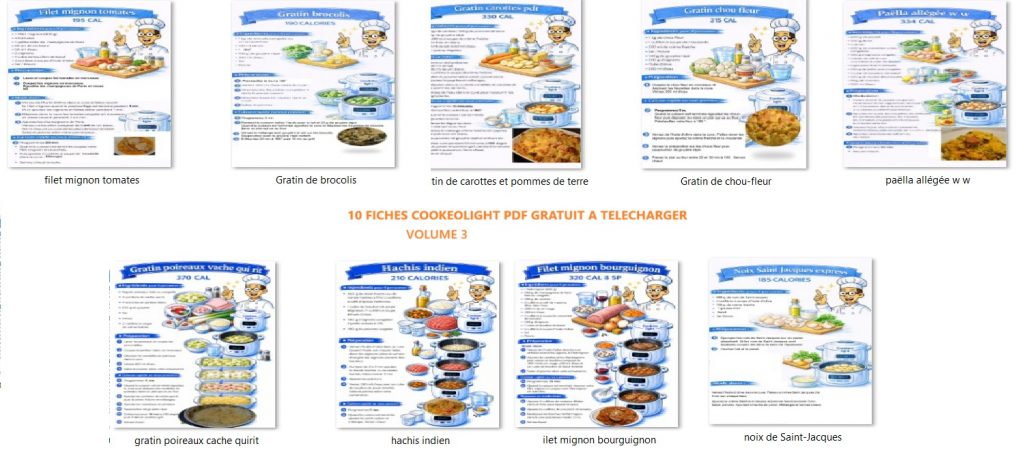 10 fiches recettes cookeo light VOL 3 PDF gratuit à télécharger